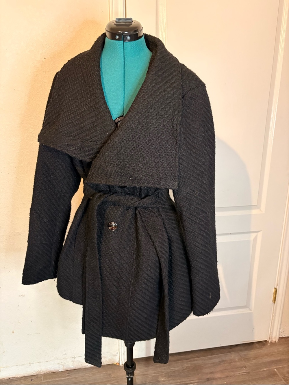 Black Women’s Wrap Coat with Belt